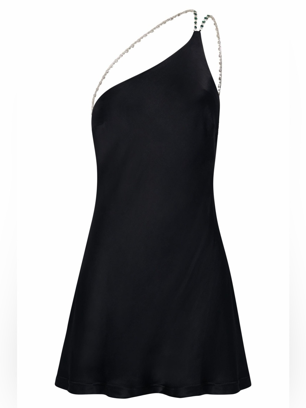 Meshki Berina One Shoulder Gemstone Strap Mini Dress - Black